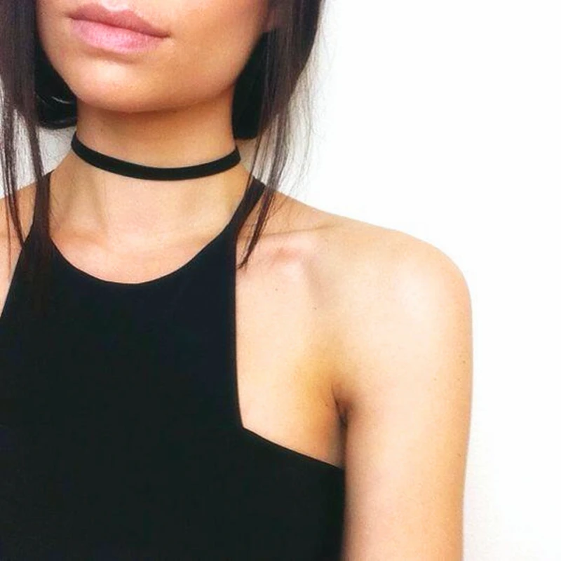 Простой Винтажный Черный Бархатный чокер ожерелье женское collares mujer Collier ras de