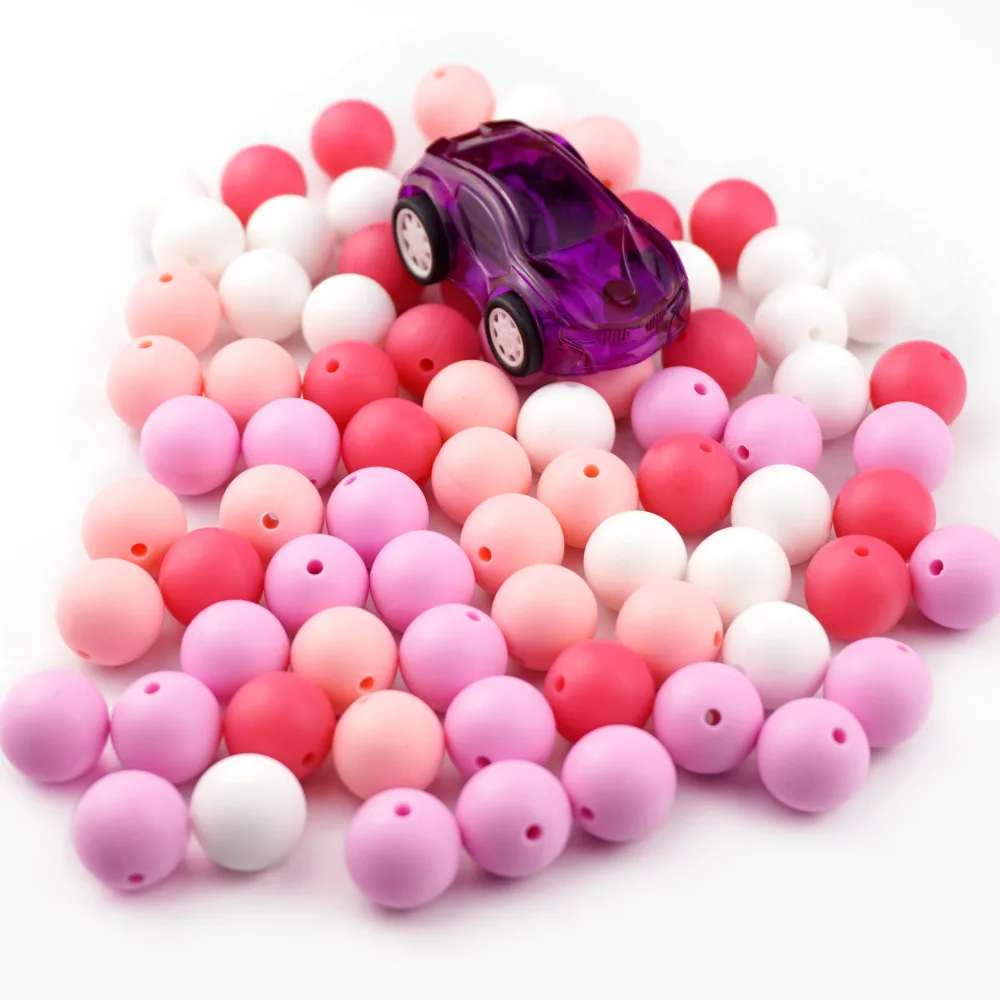 

100pcs Round Shaped Silicone Beads 9 12 15 mm For Jewelry Making BPA Free Ball Beads Baby Chewable Teether Baby Necklace