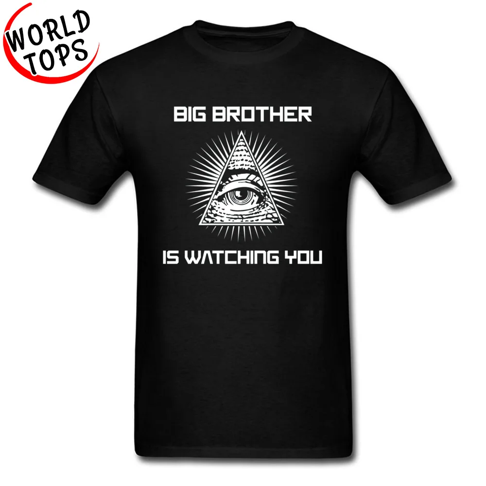 Для мужчин отца футболки Big Brother следит за вами глаз иллюминатов черные 3D принт 100%