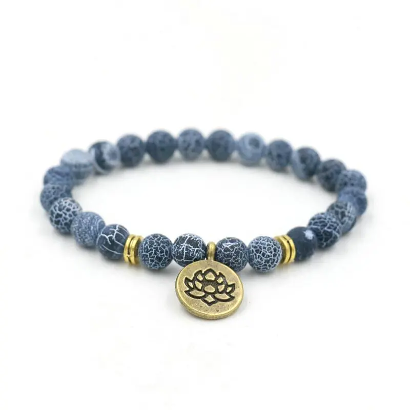 Браслет буддистский Медитирующий браслет из лавового камня в форме лотоса, очаровательный браслет для йоги, чакры, браслеты для мужчин и женщин, Masculino Bijoux