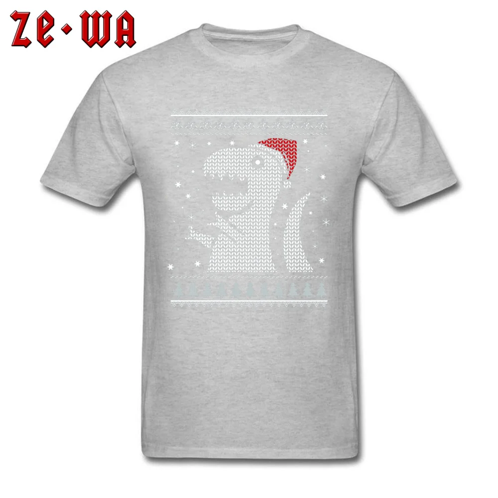 Christmas Dino Ugly Sweater 5807 Slim Fit Tshirts for Men 100% Cotton ostern Day Tees Summer Tee Shirt Short Sleeve Funny O-Neck Christmas Dino Ugly Sweater 5807 grey