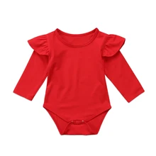 Популярный Рождественский комбинезон для маленьких девочек, красный комбинезон с длинными рукавами для новорожденных девочек, одежда на Рождество