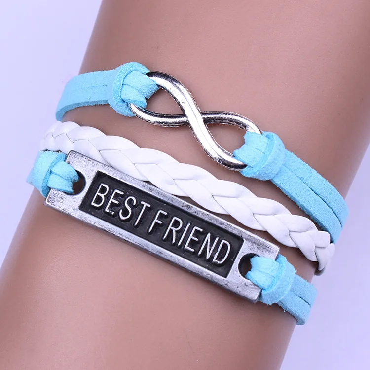 

1pcs Infinity bracelet Best friend bracelet Fashion Leather Bracelets for Women Pink/Blue Party Jewelry Dropshipping