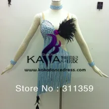 Kaka-l130411, Для женщин страусиных перьев бахрома Костюмы для латиноамериканских танцев Одежда для танцев, Обувь для девочек Сальса Танго Самба Румба Чача платье, платье для танцев