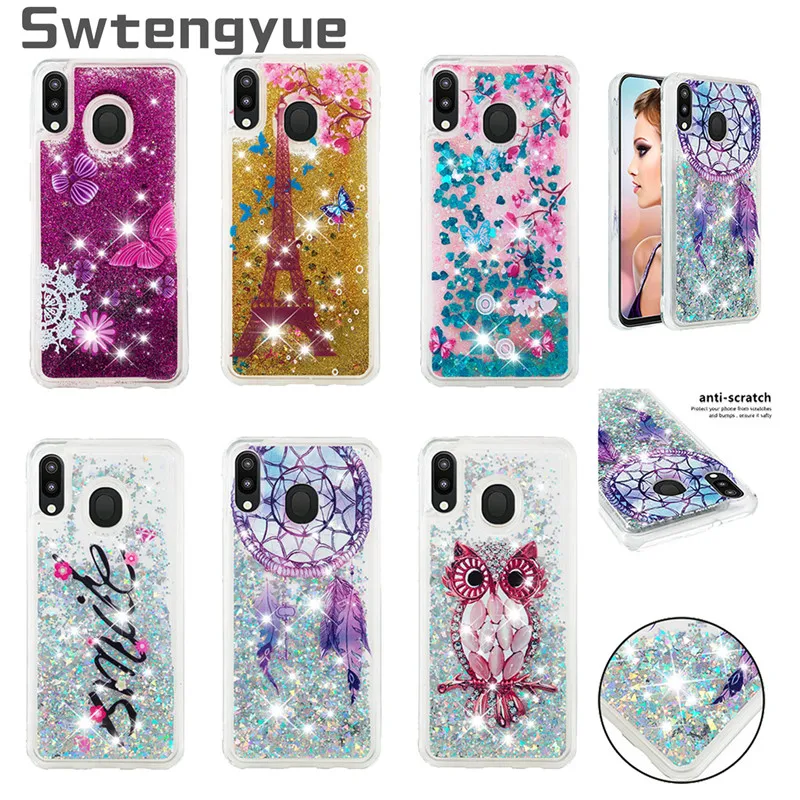 

Dynamic case For Coque Samsung Galaxy M20 Liquid Glitter Bling Silicone case cover sFor Fundas Samsung Galaxy M20 Phone Case