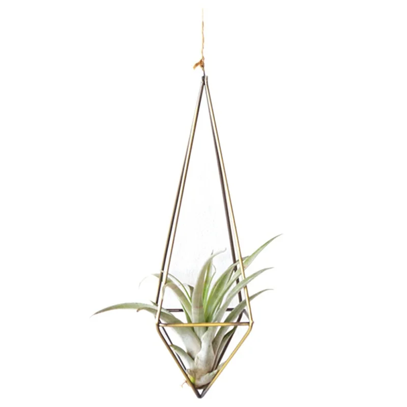 Настенная отдельно стоящая подвесная наклонная воздушная стойка для растений деревенская металлическая кованая Геометрическая воздушные растения держатель