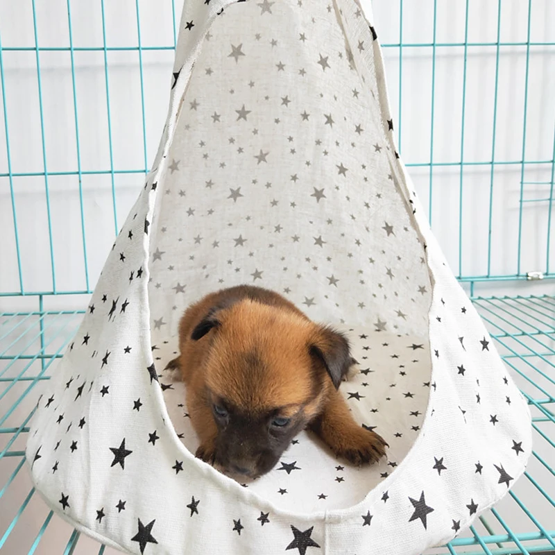 Creative Cat Tent Hammock Hanging Bed Tent Cone Shape Breathable Linen Sponge Tent Hanging Cage Cover Pet Supplies Ship US