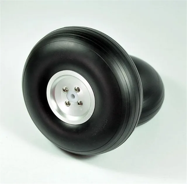 Best Price 1 Pair RC Airplane 6.0"/152.5mm CNC Dia-Casting Aluminum Hub PU Wheels