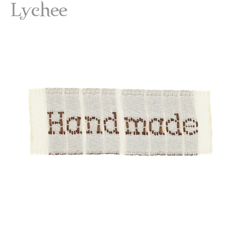 Lychee Life 50 шт. белые тканые этикетки ручной работы с вышитыми буквами моющиеся этикетки с флагом для сумок для одежды DIY Швейные аксессуары