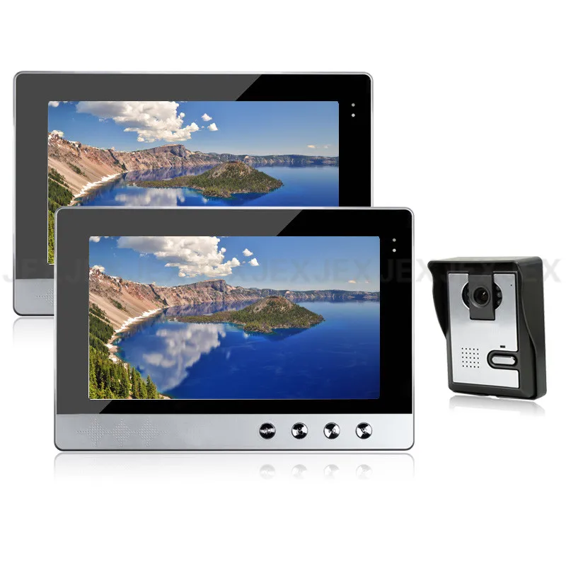 

JEX 10 inch video door phone intercom doorbell speaker intercom system kit 2 monitor + 700TVL IR Camera 1V2 In Stock