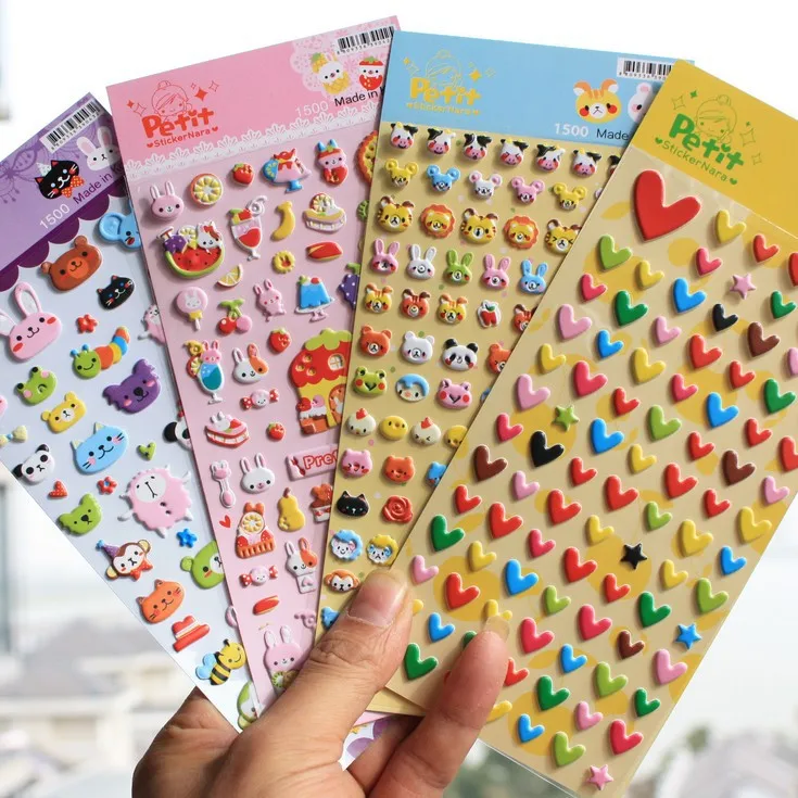 

1 Sheet DIY Kawaii 3D Bubble Sponge Phone Stickers Cartoon Soft Animal Sticker Toys for Kids Gift