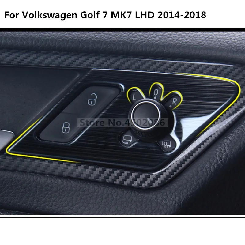 Для Volkswagen Golf 7 MK7 для леворульных автомобилей- Межкомнатная дверь зеркало заднего вида с наручным браслетом Управление ручка покрытие стикер для отделки авто-Стайлинг