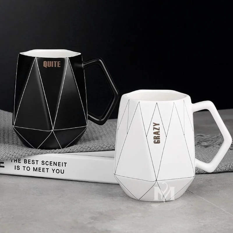 KuBac HoMmi креативная индивидуальная керамическая кружка, трендовая парная чайная чашка, бытовая кофейная чашка, молочная чашка, черная/белая
