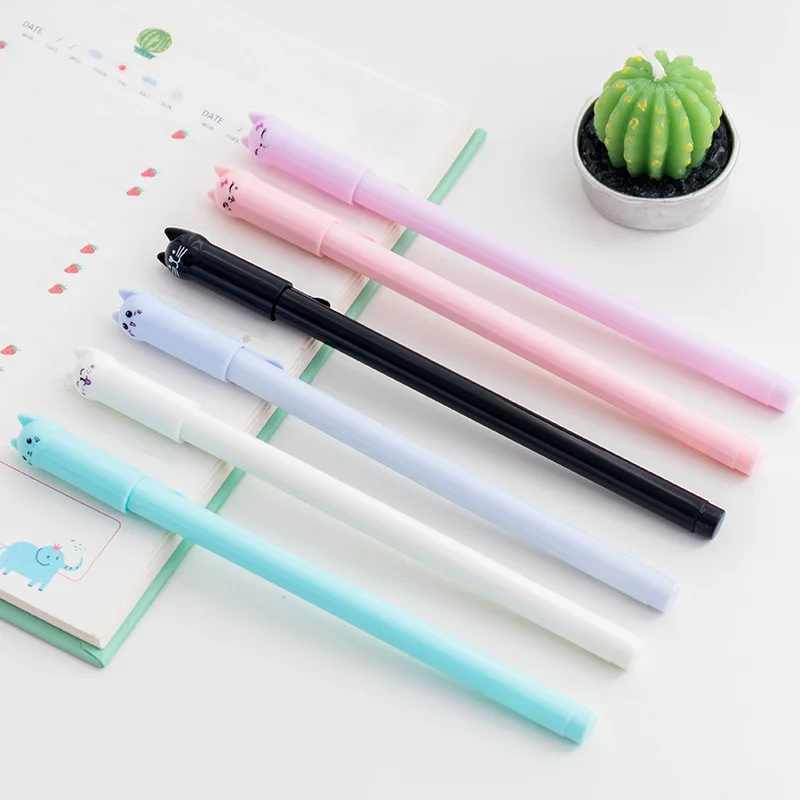 

Jonvon Satone 3pcs Cat Gel Pen Stationery Cute Pen Students Use 0.5 Full Needle Black Fountain Pen Office & School Pen Wholesale