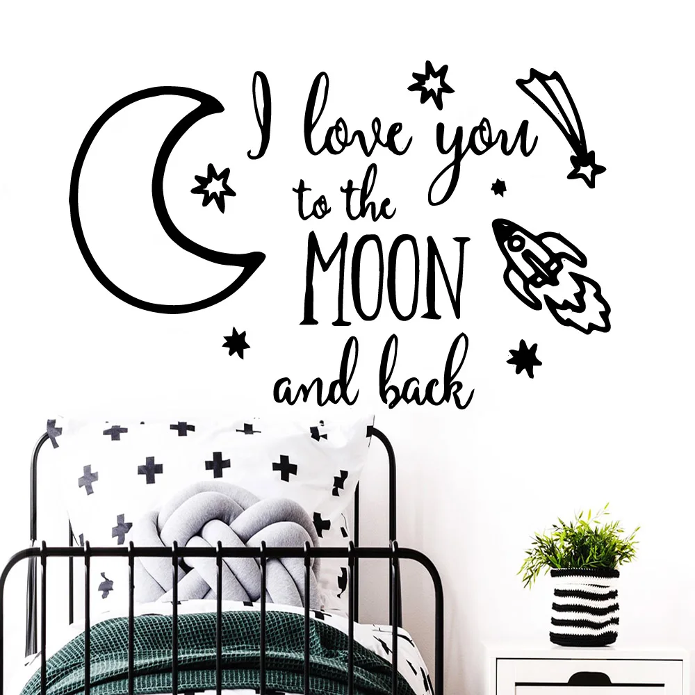 

Cute I love you to the moon and back Vinyl Wall Sticker Art Decor For Living Room Bedroom Waterproof Decoation Decal