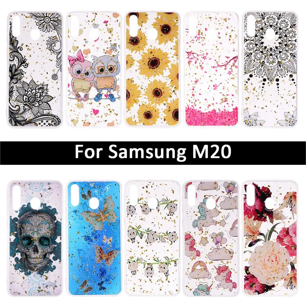 Модный чехол с цветочным узором для Samsung Galaxy M20 M 20 мягкий силиконовый из ТПУ сумки