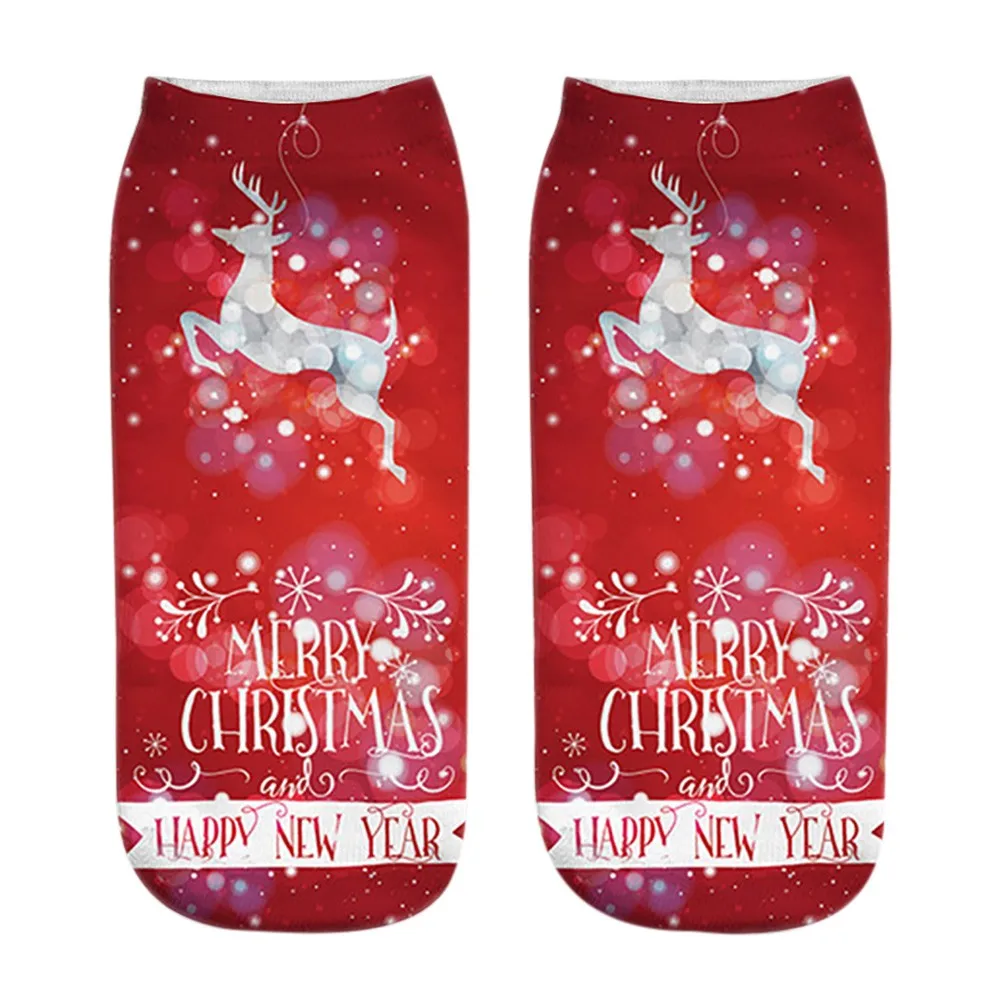 Зимние носки унисекс; рождественские забавные Модные Повседневные носки с 3D принтом; милые короткие носки - Цвет: I
