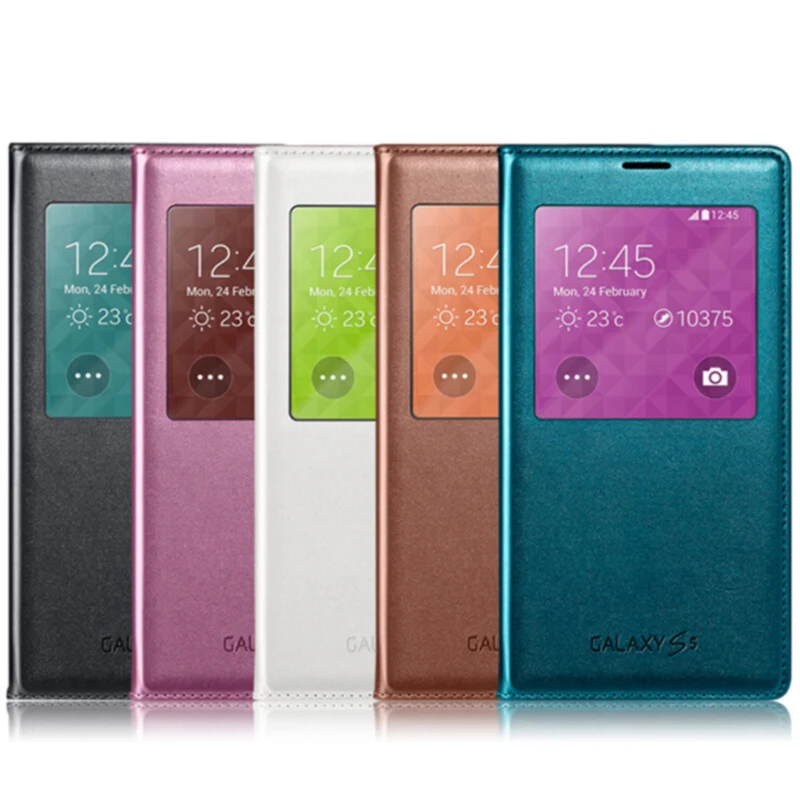 Для samsung Galaxy S5 Чехол С Откидывающейся Крышкой S View Кожаный противоударный Роскошный 360 милый S 5 Задняя крышка батареи силиконовый для оригинального S5