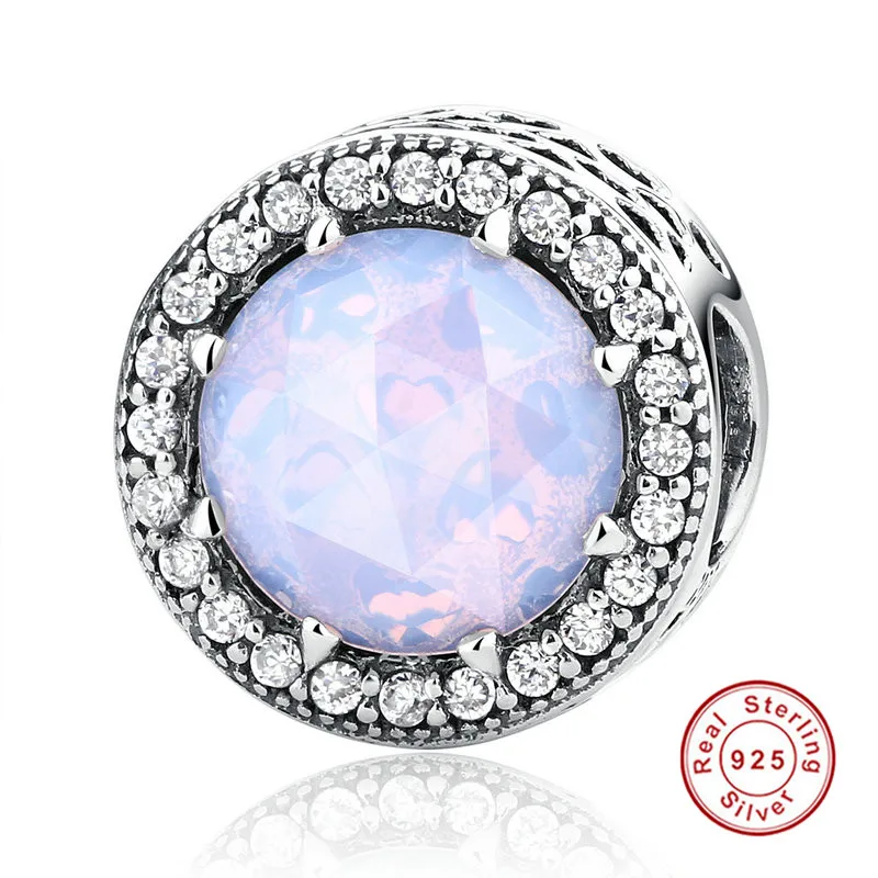 

100% 925 Sterling Silver Radiant Hearts, Opalescent Pink Crystal & Clear CZ Fit Pandora Bracelets DIY Jewelry