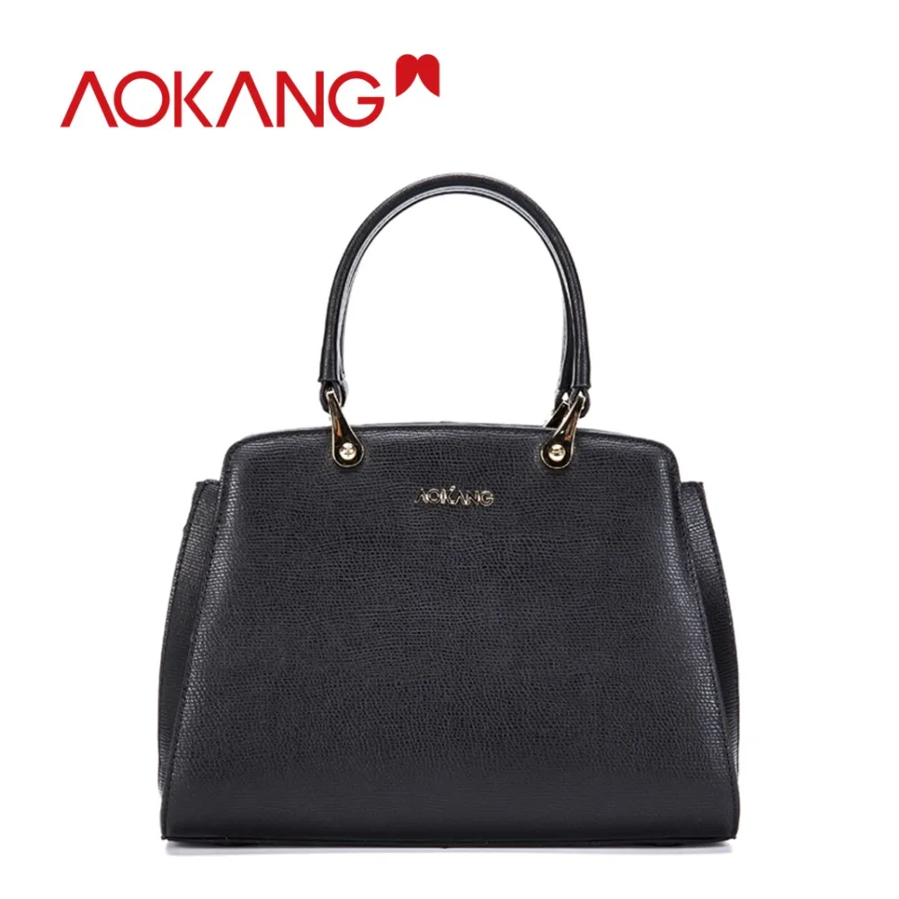 

Aokang autumn new lovely design ladies handbag split leather material women's totes rose black casual female handbags