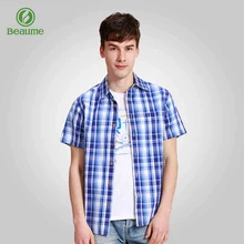 Beaume Мужская Повседневная рубашка в клетку с коротким рукавом из хлопка FJA62105