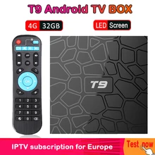 Europe HD IPTV T9 Android 8.1 Smart TV Box RK3328 4K HD 4GB+32GB Set Top Box 2.4GHz WiFi BT 4.1 Google Play Netflix media player