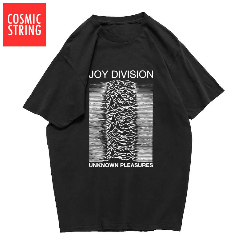 COSMIC STRING хлопок Летние мужские футболки Joy Division неизвестное удовольствие панк крутая футболка рок хипстер футболка футболки - Цвет: BJO0101AT-BLK