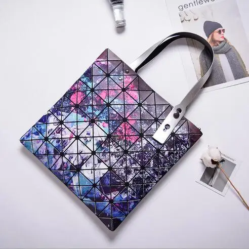 

WITFLASH BaoBao Bag Female Folded Geometric Plaid BAO BAO Colorful Starry Sky Tote Bags Women Handbag Mochila Shoulder Bag