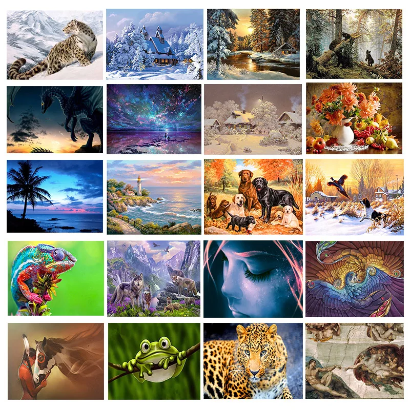 

20 Pattern 5D Home Animal landscape character Diamond Painting Cross Ctitch Kit Wall Sticker Mosaic Diamond Embroidery Painting