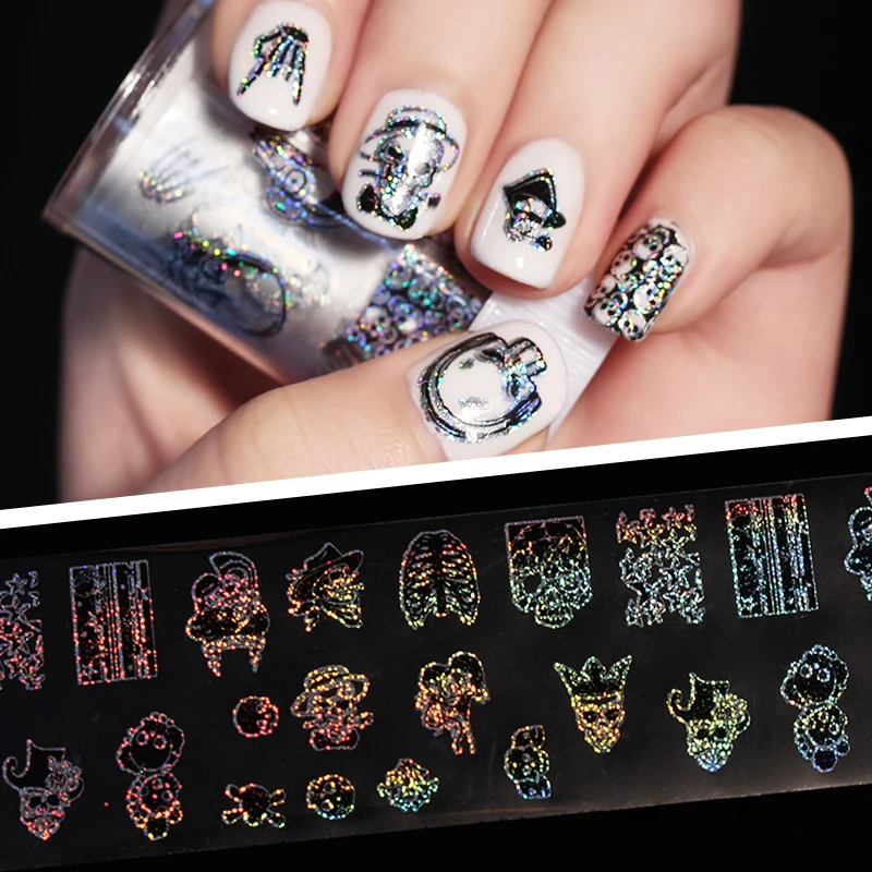 

1 Roll Skull Holographic Starry Nail Foil Halloween Manicure Nail Art Transfer Sticker