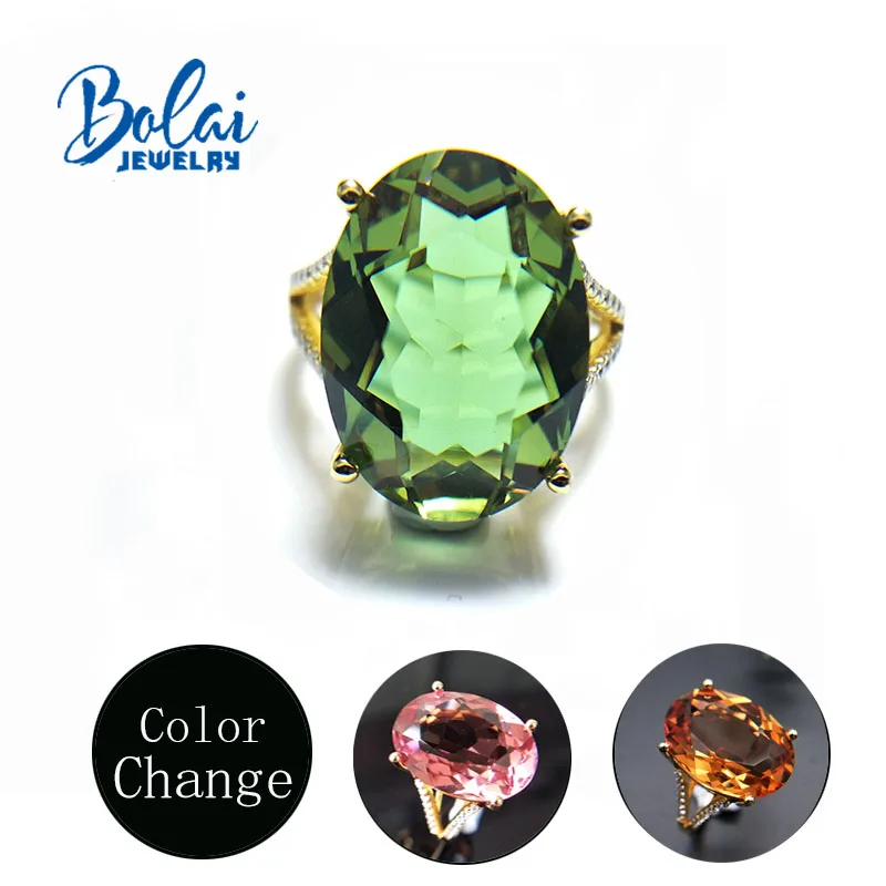 

Bolaijewelry,Big size oval 13*18mm women Zultanite color change Rings 925 sterling silver fine jewelry best gift for wife mom