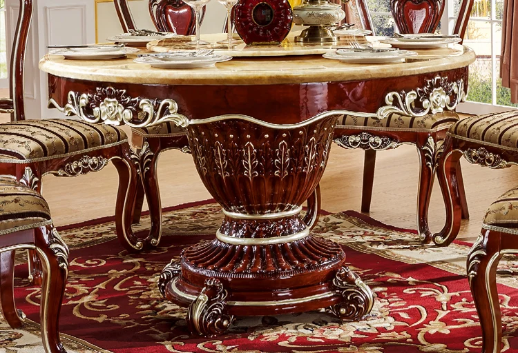 Elegant round dining table sets with rotating centre dinning tables set wood - 6006