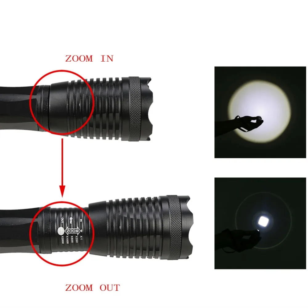 ANJOET E6 XM-L T6 светодиодный фонарик Масштабируемые 5-режимы лампе факелы вспышки света Водонепроницаемый penlight + зарядное устройство