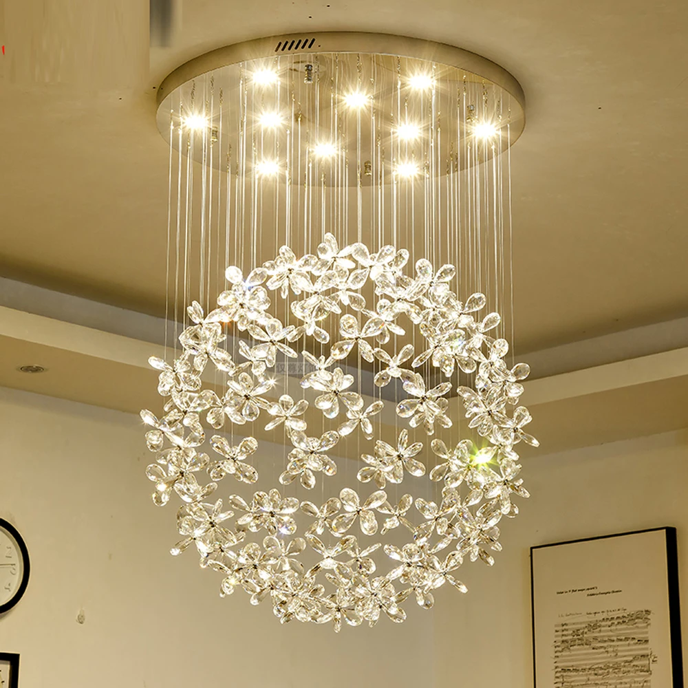 Luxury Crystal Led Chandelier Modern Living Lighting Changeable Light