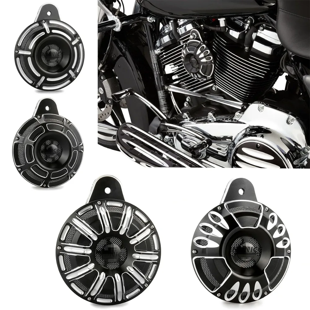 CNC deep cut edge cut black horn cover touring Horn Cover for harley big twin horn for Harley big twin FLT Touring 1991-2018 CNC deep cut edge cut black horn cover touring Horn Cover for harley big twin horn for Harley big twin FLT Touring 1991-2018