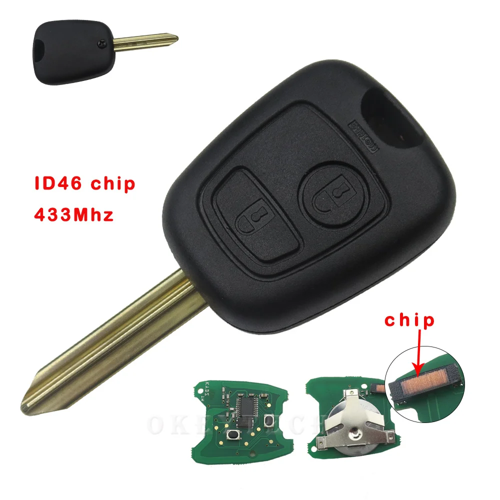 EKIY 1pcs High Quality 2 buttons Remote control key ID46 Chip 433Mhz For Citroen Saxo Picasso Xsara Berlingo Car Key 2002-2008