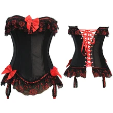 Mulheres Sexy Corselet Cintura Bustier Red Bowknot G-corda Do Espartilho Shapewear