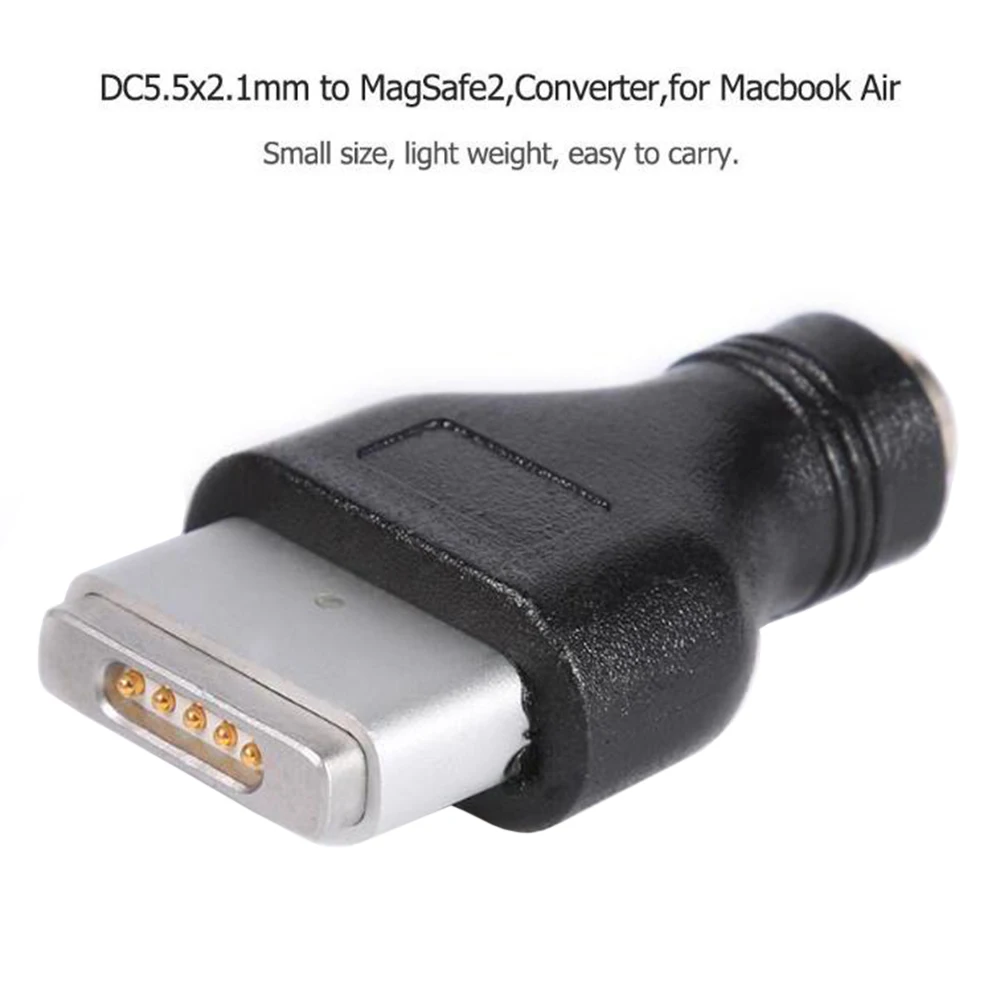

DC5.5x2.1mm Mini Connector Portable Adapter Female To Magsafe2 5pin T Shape Durable Male Converter For Macbook Air45 85W