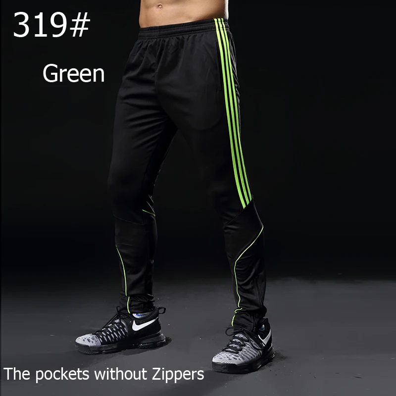 Tanie Siłownia spodnie do biegania męskie spodnie sportowe do grania w piłkę nożną piłka nożna spodnie sportowe Fitness Workout Jogging szybkie suche spodnie sportowe