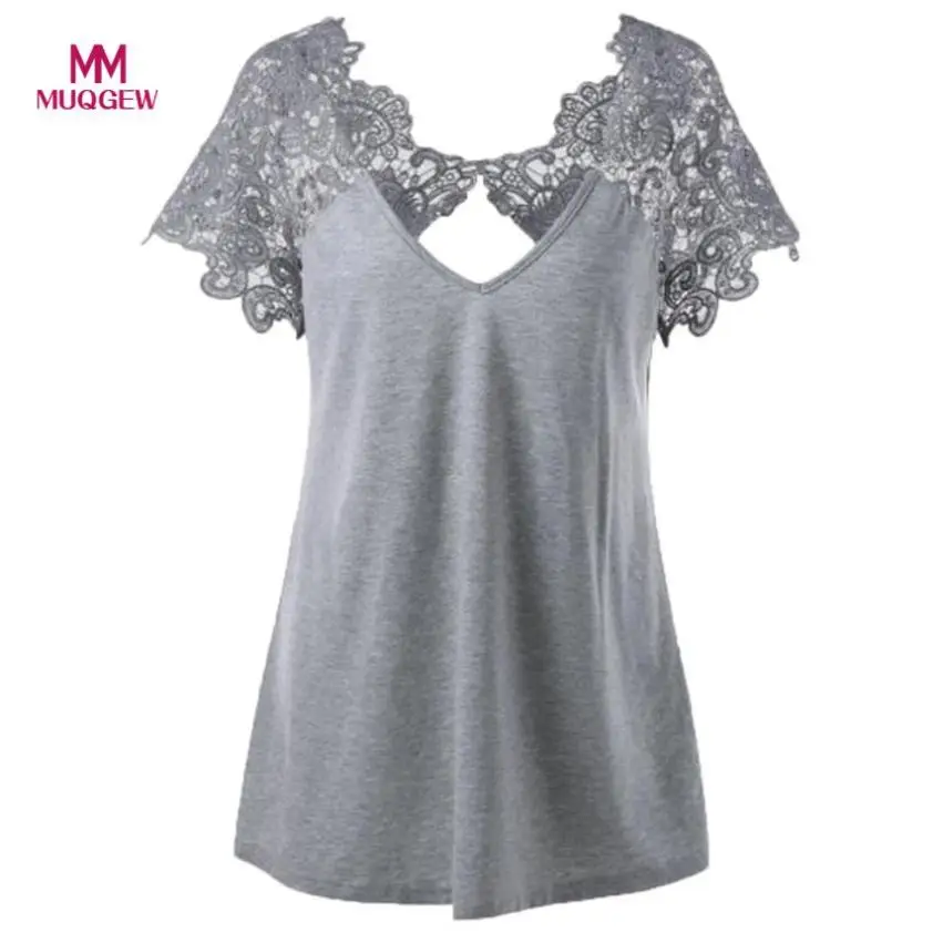 2018 Womens Fashion V-Neck Plus Size Lace Short Sleeve Trim Cutwork T-Shirt Tops plus size Lace poleras de mujer moda 2018 2018 Womens Fashion V-Neck Plus Size Lace Short Sleeve Trim Cutwork T-Shirt Tops plus size Lace poleras de mujer moda 2018