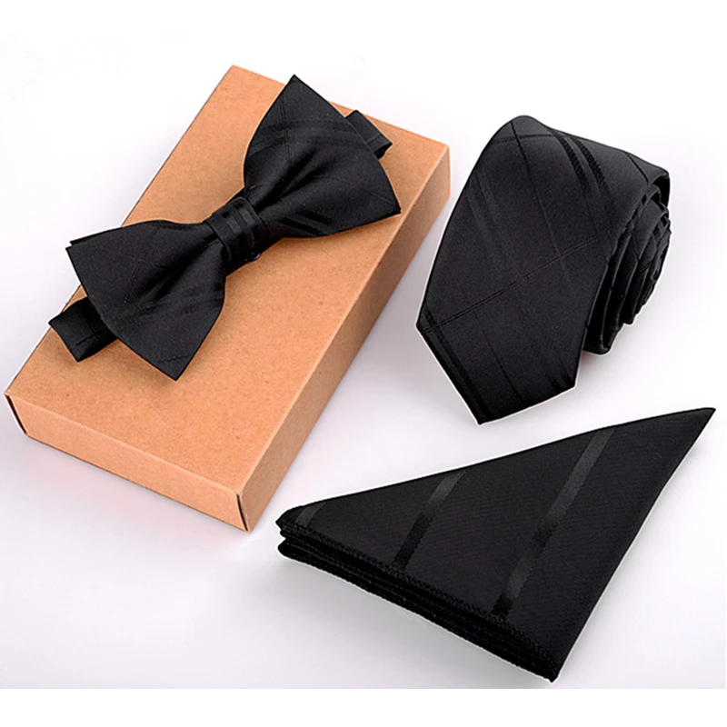 

tie bowtie handkerchief set black men