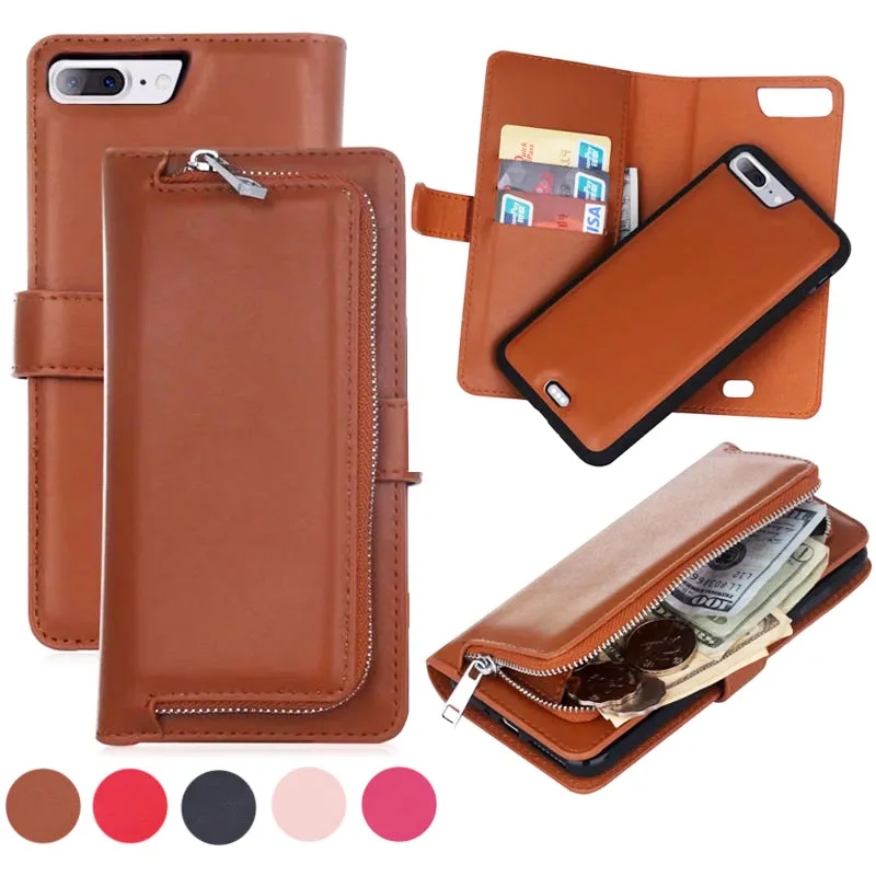 Luxury 2 in 1 Multifunction Detachable Magnetic Flip Wallet Leather Cover Case For iPhone 6 6S