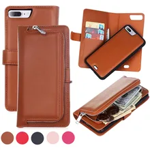 Luxury 2 in 1 Multifunction Detachable Magnetic Flip Wallet Leather Cover Case For iPhone 6 6S 7 Plus Phone Cases with Card Slot
