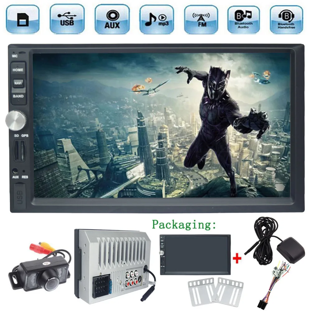 

Car Rear View Camera+EinCar 7'' Double Din In Dash Stereo Car Receiver Audio Video Player Bluetooth Mirror Link FM AM Radio MP3