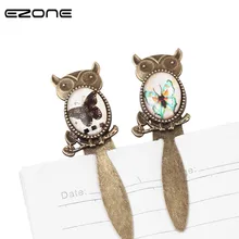 EZONE Mini Glass Cabochon Owl Butterfly Metal Bookmark Vintage Cartoon Book Marker Book Holder Stationery Office School Supplies