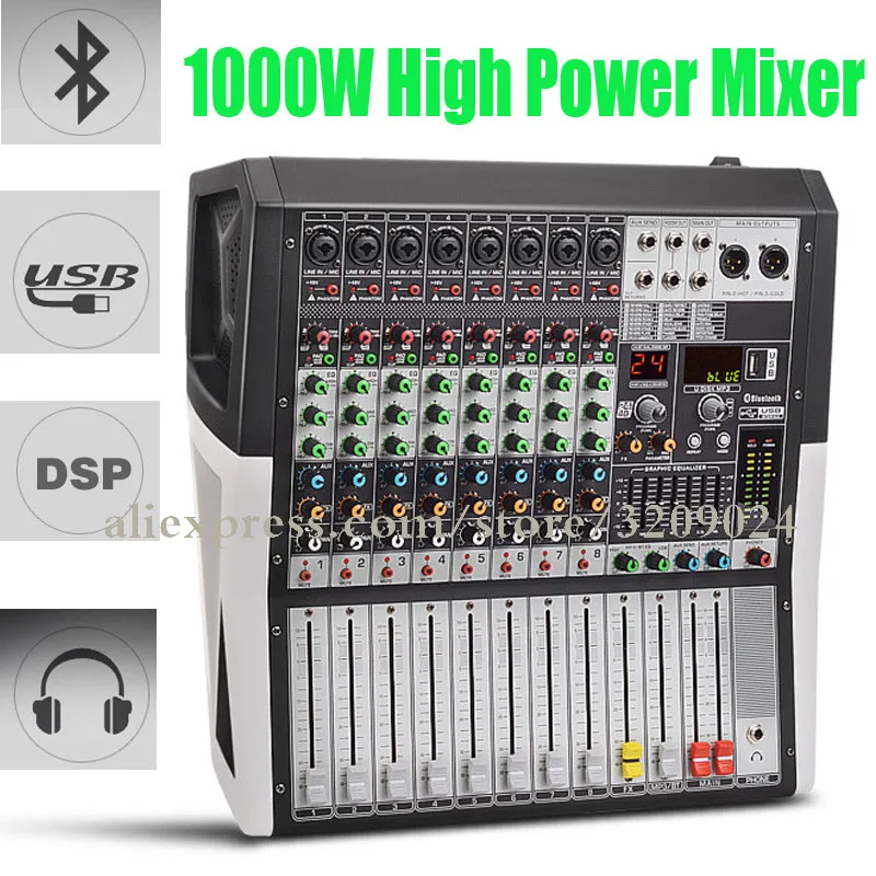 8 Channel Power Amplifier Mixer Bluetooth with