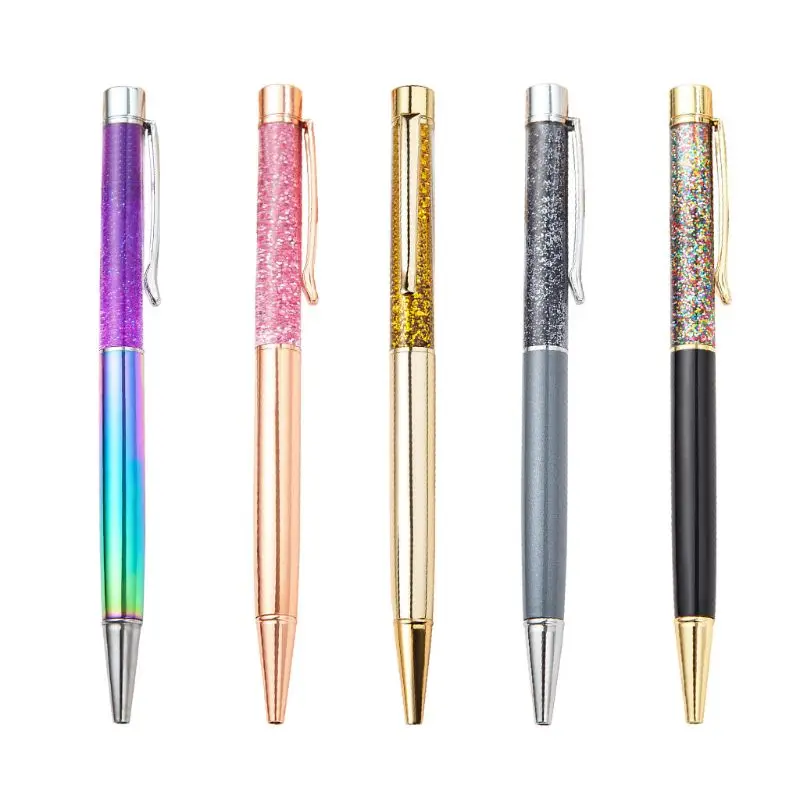 Ballpoint Pens Metal Pen Refills Bling Dynamic Liquid Sand Pen Black Ink For Office Supplies