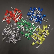 100 шт./лот 3 мм светодиодный светильник с Круглым Верхом 5 цветов рассеянный зеленый красный белый синий желтый для DIY светильник ing ассортимент