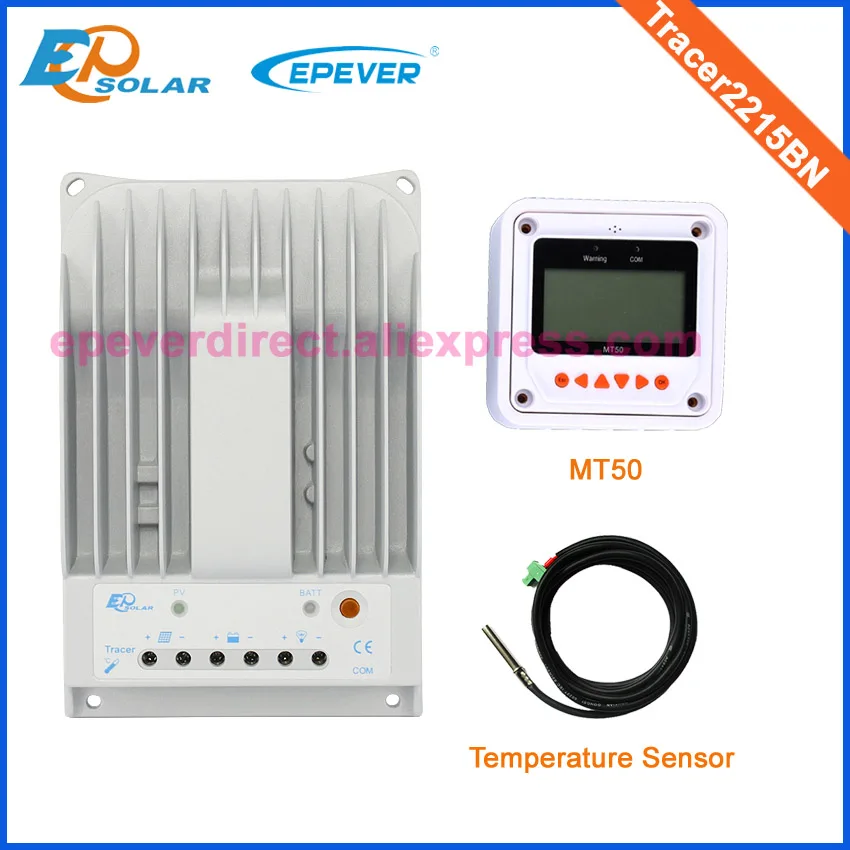

regulator mppt solar system 20A 20amp Tracer2215BN with white Mt50 remote meter and temperature sensor in high efficiency