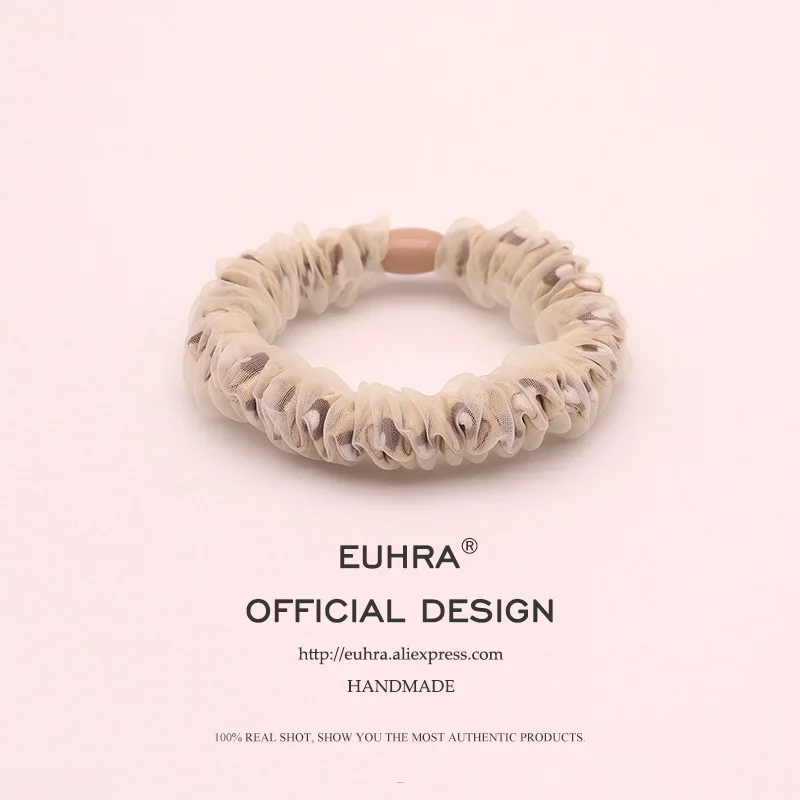 EUHRA 3 цвета Кружева шифон Марля плиссированные полупрозрачные для женщин эластичные резинки для волос Детские резинки высокая эластичность